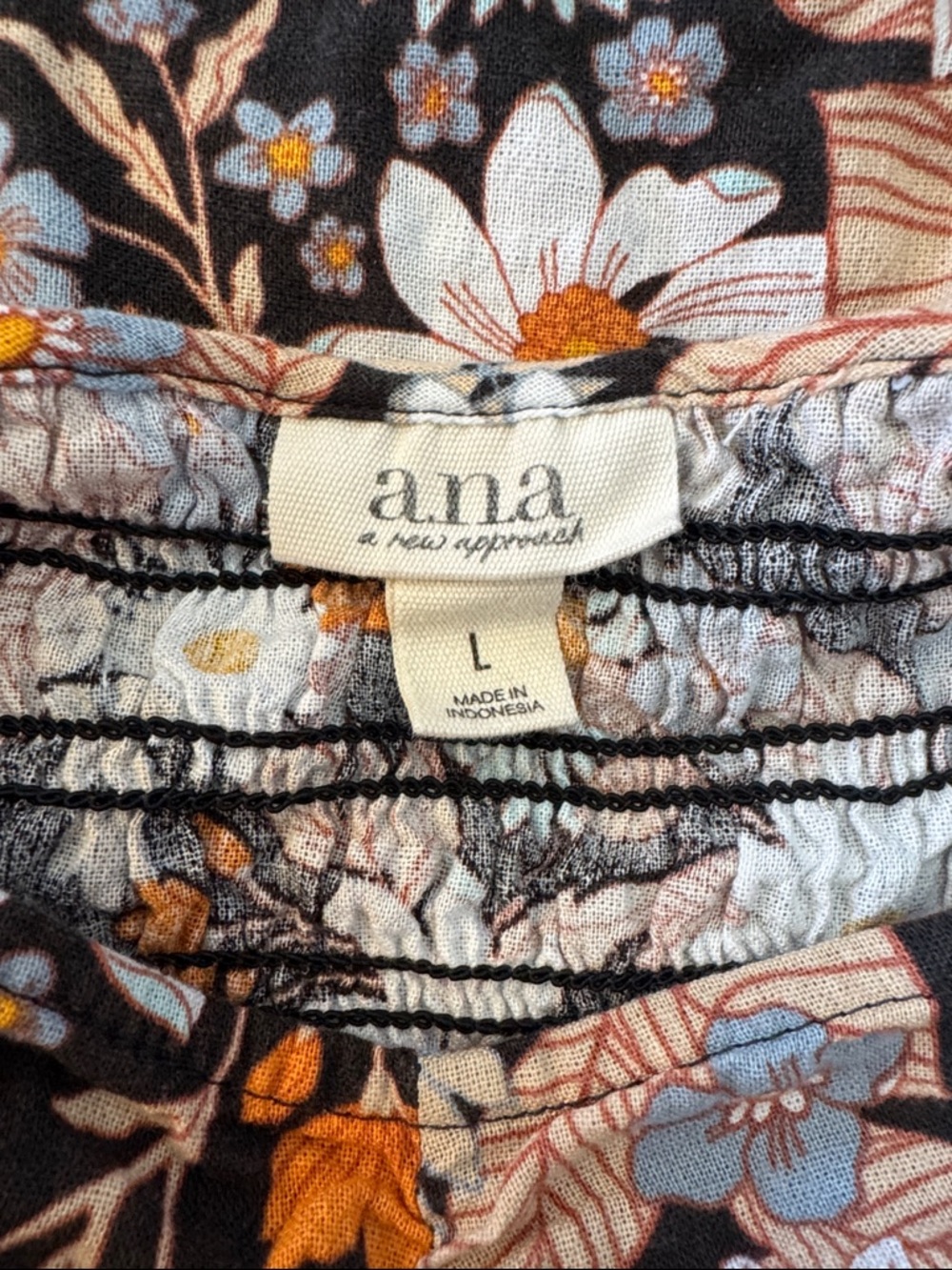a.n.a Black Maxi Dress with White Daisy Print and Tan Accents - Picture 2 of 2